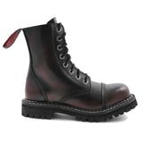 Angry Itch 8 Hole Punk Burgundy Leather Army Ranger Boots With Steel Toe - BOOTSANDLEATHER