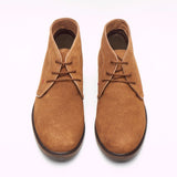 Lucini Men Brown Cognac Suede Lace Up Desert Chukka 3 Eyelet Boots Chisel Toe - BOOTSANDLEATHER