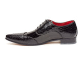 Rossellini Fellini Zx Mens Shoes Black Leather Lined Metal Pointed Rock Shoe - BOOTSANDLEATHER