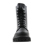 Angry Itch 8 Hole Black Combat Vegan Leather Army Ranger Boots Steel Toe Zip - BOOTSANDLEATHER