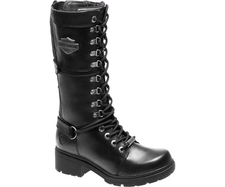 Harley Davidson Harland Biker Boots Black Leather Lace Up Motorbike Ladies Boot