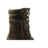 Loblan 2024 Brown Biker Boots Combat Military Lace Up Handmade Boot Side Pocket - BOOTSANDLEATHER