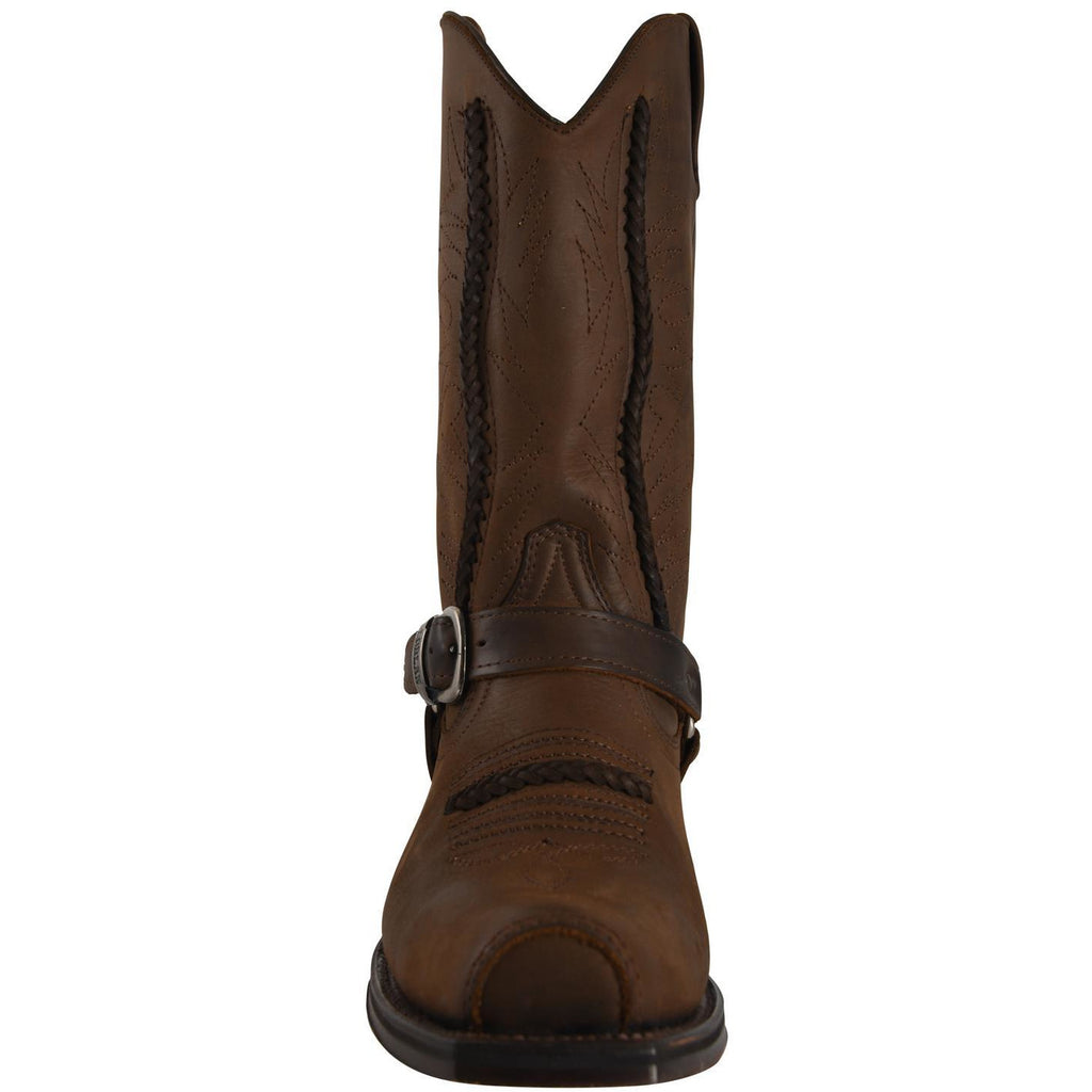 Loblan brown waxy leather biker boots Loblan 548 Brown Waxy Leather Mens Cowboy Boots Classic  main image 3