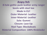 Angry Itch 8 Hole Punk Burgundy Leather Army Ranger Boots With Steel Toe - BOOTSANDLEATHER