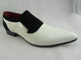 Rossellini Hackney Men Shoes Black White Nubuck Leather Lined Pointed Wedding - BOOTSANDLEATHER