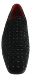 Rossellini Baldoria Mens Shoes Black Faux Suede Studded Heel Loafer Mocasin - BOOTSANDLEATHER