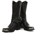 Grinders Rare Eagle High Cowboy Biker Black Leather Boots Western Unisex - BOOTSANDLEATHER