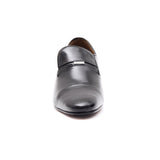 Lucini Mens Formal Cuban Heels Real Leather Slip On Wedding Shoes Black - BOOTSANDLEATHER