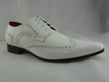 Rossellini Prato Z2 Mens Shoes Lace Up Brogue White Patent Pointed Casual Shoe - BOOTSANDLEATHER