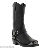 Grinders New Eagle High Cowboy Biker Black Leather Boots Western High Quality - BOOTSANDLEATHER