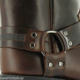 Grinders Rare Waxy Renegade High Biker Western Leather Brown Boots Unisex - BOOTSANDLEATHER
