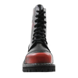 Angry Itch 8 Hole Black Leather Red Rub Off Combat Boots Army Ranger Steel Toe - BOOTSANDLEATHER