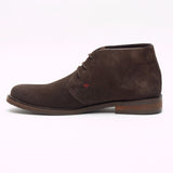 Lucini Men Brown Suede Coffe Lace Up Desert Chukka 3 Eyelet Boots Chisel Toe - BOOTSANDLEATHER