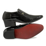 Lucini Formal Mens Cuban Heels Real Leather Slip On Wedding Shoes Black Patent - BOOTSANDLEATHER