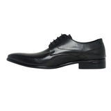 Lucini Formal Men Black Leather Heels Smart Shoes 4 Eyelet Lace Up Wedding - BOOTSANDLEATHER