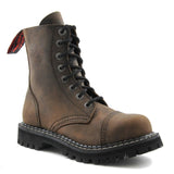 Angry Itch 8 Hole Punk Vintage Brown Leather Army Ranger Boot  Steel Toe - BOOTSANDLEATHER