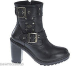 Harley Davidson Ludwell Ladies Biker Boots Black Leather Heel Boot - BOOTSANDLEATHER