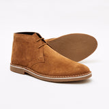 Lucini Men Brown Tan Suede Lace Up Desert Chukka 2 Eyelet Boots Chisel Toe - BOOTSANDLEATHER