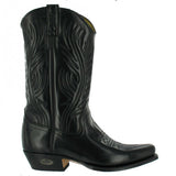 Loblan 194 Western Boots Black Shiny Leather Cowboy Boots Classic Biker - BOOTSANDLEATHER
