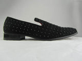 Rossellini Baldoria Mens Shoes Black Faux Suede Studded Heel Loafer Mocasin - BOOTSANDLEATHER