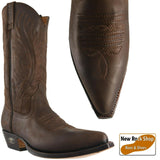 Loblan 194 Brown Waxy Leather Cowboy Boots Hand Made Classic Men Western 0194 - BOOTSANDLEATHER