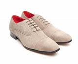 Rossellini Mario Mens Shoes Grey Faux Suede Lace Up Pointed Casual Shoe - BOOTSANDLEATHER