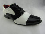 Rossellini Marco Mens Shoes Black White Patent Lace Up Casual Shoe - BOOTSANDLEATHER