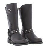 Harley Davidson Ladies Aimee Black Leather Boot  Biker Zip Boots Studs - BOOTSANDLEATHER