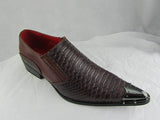 Rossellini Benitez Mens Shoes Brown Leather Lined Metal Pointed Rock Shoe - BOOTSANDLEATHER