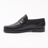 Lucini Formal Men Black Sheep Leather Moccasin Heels Shoes Slip On Wedding - BOOTSANDLEATHER