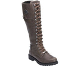 Harley Davidson Beechwood Ladies Biker Boots Stone Leather Lace Up Motorbike - BOOTSANDLEATHER