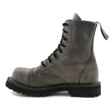 Angry Itch 8 Hole Punk Vintage Grey Leather Army Ranger Boot Steel Toe - BOOTSANDLEATHER