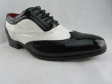 Rossellini Borsalino Mens Shoes Lace Up Brogue Black White Pointed Casual Shoe - BOOTSANDLEATHER