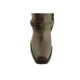 Loblan 548 Brown Waxy Leather Mens Cowboy Boots Classic Biker Square Chisel Toe - BOOTSANDLEATHER