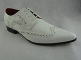 Rossellini Prato Z2 Mens Shoes Lace Up Brogue White Patent Pointed Casual Shoe - BOOTSANDLEATHER