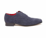 Rossellini Mario Mens Shoes Blue Faux Suede Lace Up Pointed Casual Shoe - BOOTSANDLEATHER
