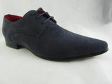 Rossellini Azzurra Mens Shoes Blue Faux Suede Lace Up Pointed Casual Shoe - BOOTSANDLEATHER