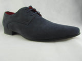 Rossellini Azzurra Mens Shoes Blue Faux Suede Lace Up Pointed Casual Shoe - BOOTSANDLEATHER