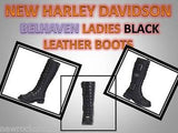 New Harley Davidson Belhaven Motorbike Black Ladies Leather Hi Lace Zip Boots - BOOTSANDLEATHER