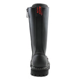Angry Itch 14 Hole Black Combat Leather Army Ranger Boots Steel Toe Punk Zip - BOOTSANDLEATHER