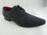 Rossellini Azzurra Mens Shoes Blue Faux Suede Lace Up Pointed Casual Shoe - BOOTSANDLEATHER