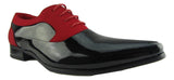 Rossellini Armando Mens Shoes Black Patent Red Nubuck Lace Up Pointed Casual - BOOTSANDLEATHER