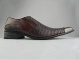Rossellini Benitez Mens Shoes Brown Leather Lined Metal Pointed Rock Shoe - BOOTSANDLEATHER