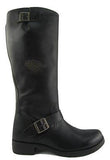 Harley Davidson Kananwood Black Leather Biker Hi Boots Zip Motorbike Ladies - BOOTSANDLEATHER