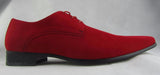 Rossellini Azzurra Mens Shoes Red Faux Suede Lace Up Pointed Casual Shoe - BOOTSANDLEATHER
