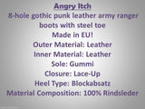 Angry Itch 8 Hole Punk Black Blue Leather Combat Boots Ranger Steel Toe Side - BOOTSANDLEATHER