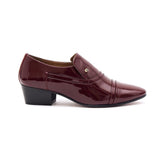 Lucini Formal Mens Cuban Heels Real Leather Slip On Wedding Shoes Bordo Patent - BOOTSANDLEATHER