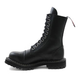Angry Itch 10 Hole Combat Boots Black Leather Army Ranger Steel Toe Punk - BOOTSANDLEATHER