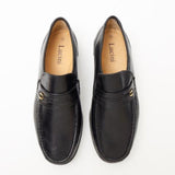 Lucini Formal Men Black Sheep Leather Moccasin Heels Shoes Slip On Wedding - BOOTSANDLEATHER
