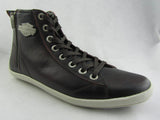 Harley Davidson Oberlin Dark Brown Leather Biker Men Shoes High Top Sneaker Zip - BOOTSANDLEATHER